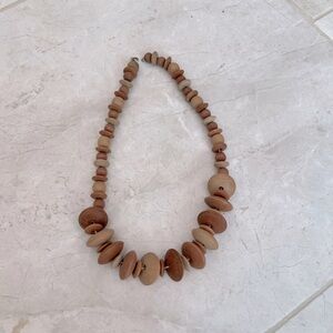 Vintage boho wood bead necklace approx 20” long